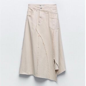 Zara Cream Asymmetrical Skirt